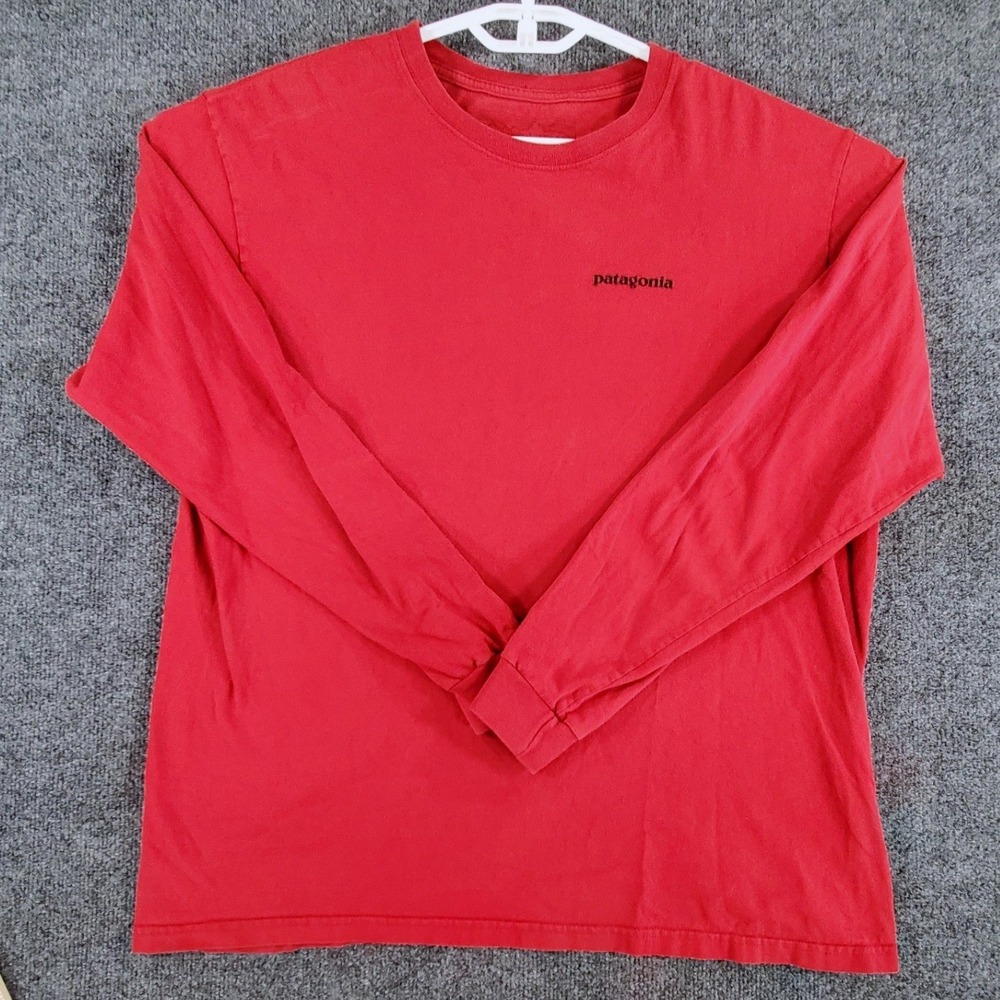 Patagonia Long Sleeve T-Shirt Mens L P-6 Logo Red Graphic Tee